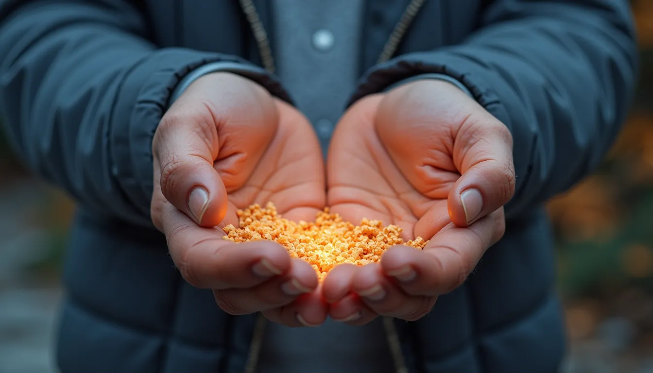 Schützende Hand über stilisierter Familie, symbolisiert Absicherung, warme blaue Töne